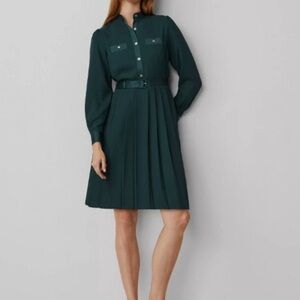 Ann Taylor Green Long Sleeve Dress with Belt